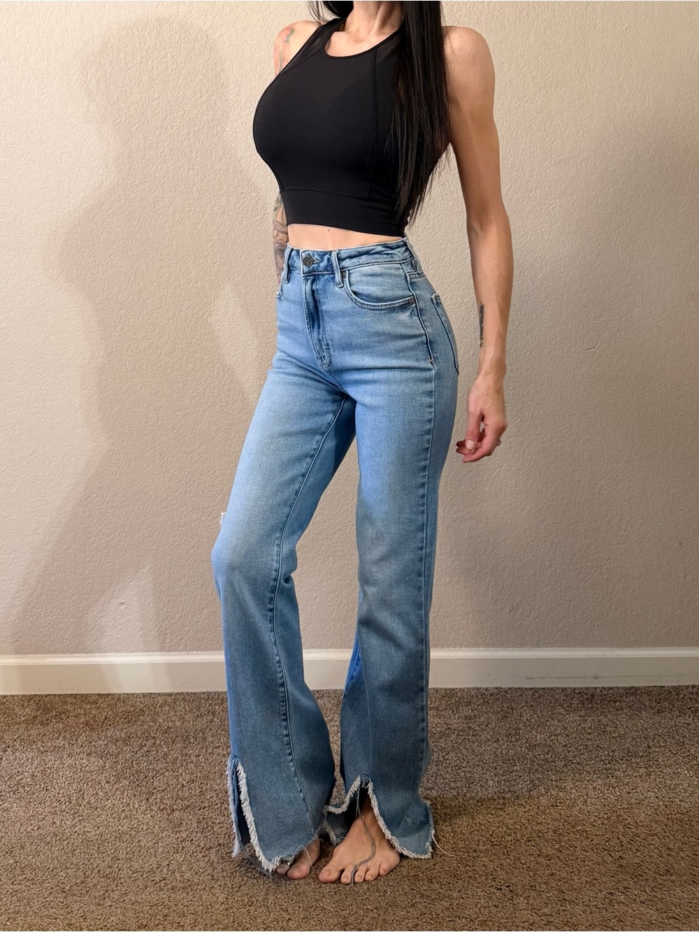 Hidden Los Angeles High-Rise Split Front Flare Jeans
